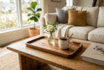 Acacia Wood Serving Tray with Raised Edge
