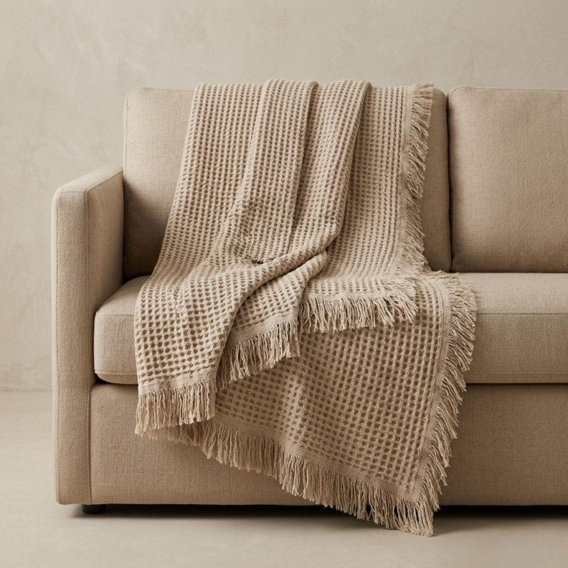 Cotton Waffle Knit Throw Blanket